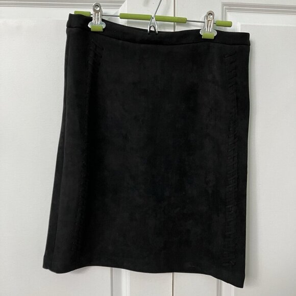 Leo & Ugo Skirt Set Womens Black Faux Suede Western Blazer Pencil Skirt - Picture 5 of 13